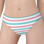 Pink And Teal Striped Pattern Print Women's Panties