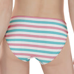 Pink And Teal Striped Pattern Print Women's Panties