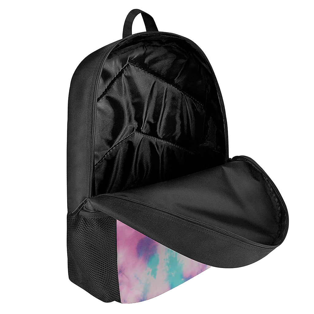 Pink And Teal Tie Dye Print 17 Inch Backpack
