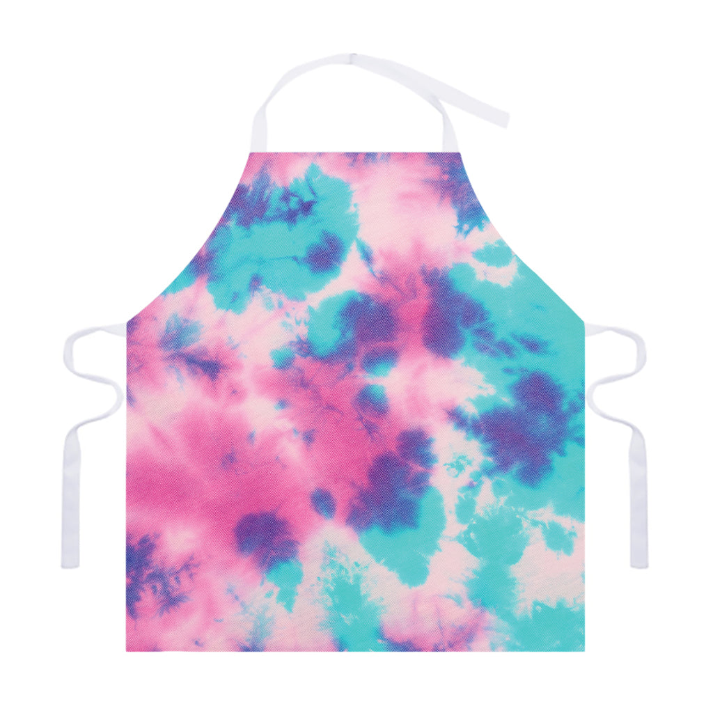 Pink And Teal Tie Dye Print Adjustable Apron