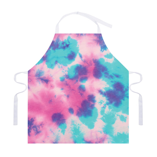 Pink And Teal Tie Dye Print Adjustable Apron
