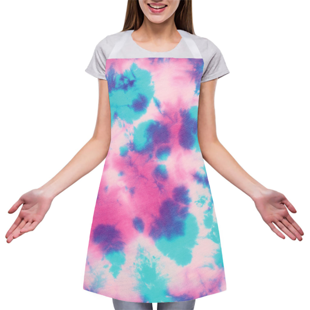 Pink And Teal Tie Dye Print Adjustable Apron