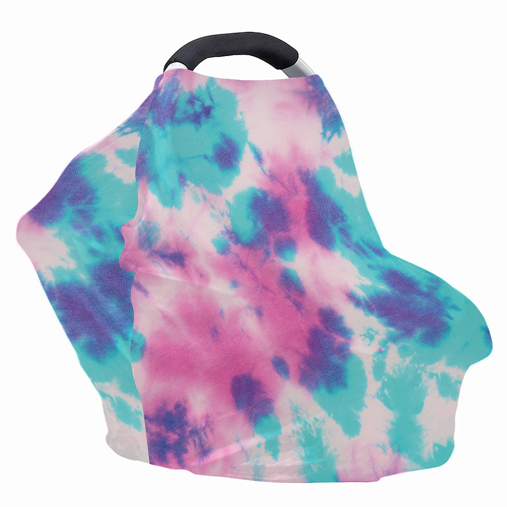 Pink And Teal Tie Dye Print Baby Seat Cover