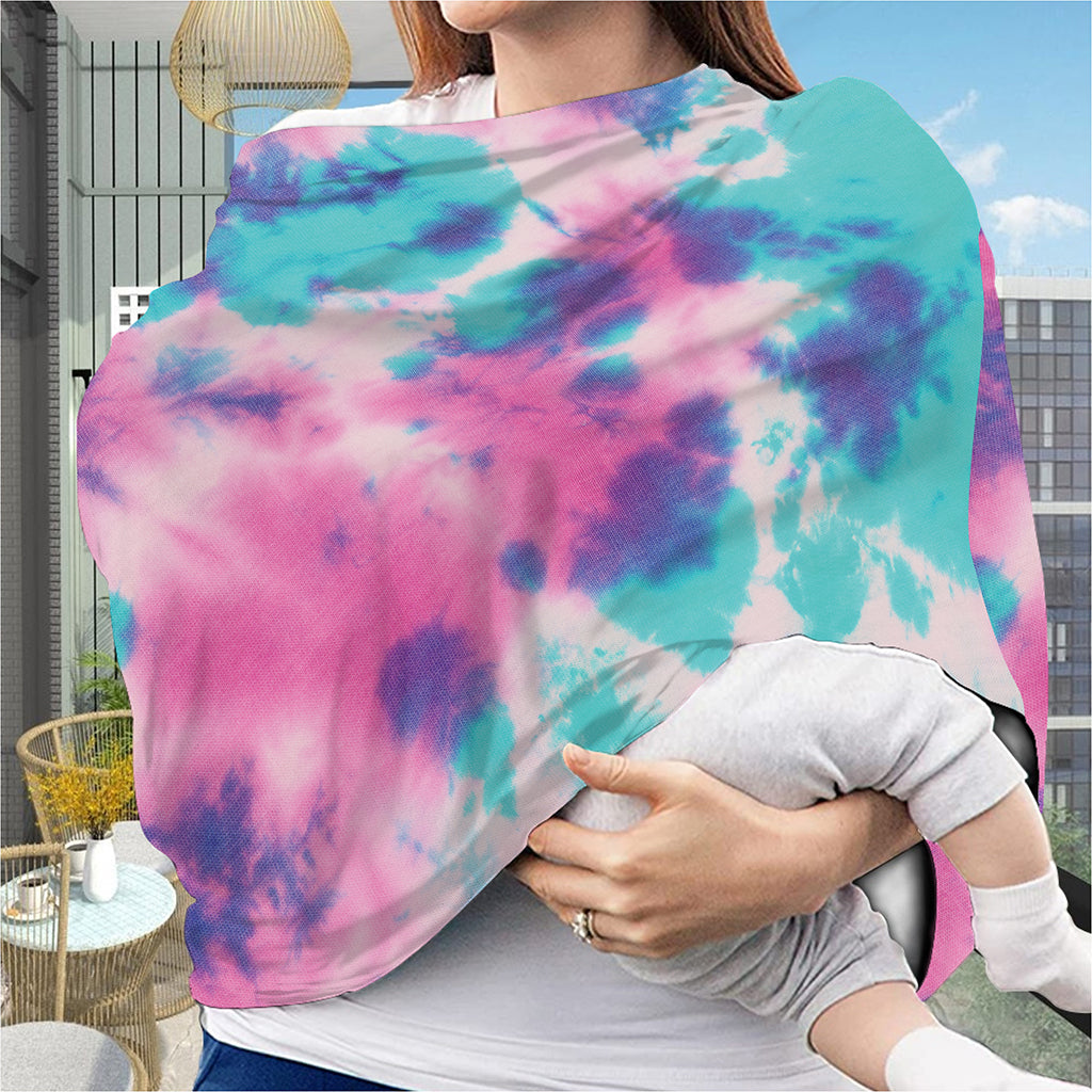 Pink And Teal Tie Dye Print Baby Seat Cover