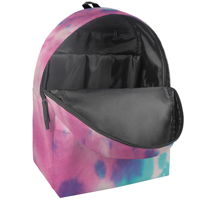 Pink And Teal Tie Dye Print Backpack