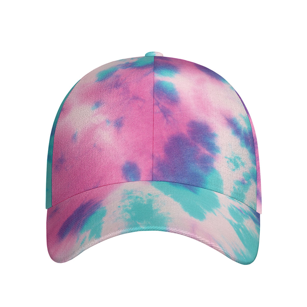 Pink And Teal Tie Dye Print Baseball Cap