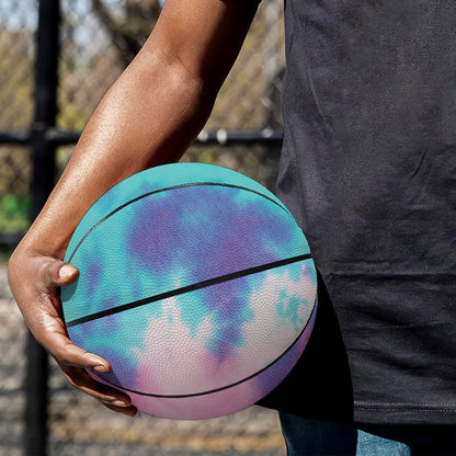 Pink And Teal Tie Dye Print Basketball