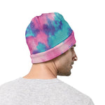 Pink And Teal Tie Dye Print Beanie