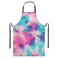 Pink And Teal Tie Dye Print Bib Apron With Pocket