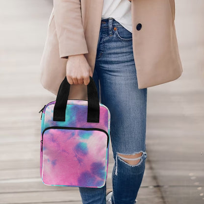 Pink And Teal Tie Dye Print Bible Tote Bag
