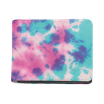 Pink And Teal Tie Dye Print Bifold Wallet