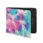 Pink And Teal Tie Dye Print Bifold Wallet