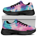 Pink And Teal Tie Dye Print Black Chunky Shoes