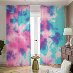 Pink And Teal Tie Dye Print Blackout Pencil Pleat Curtains
