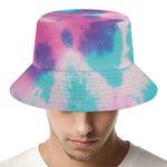 Pink And Teal Tie Dye Print Bucket Hat