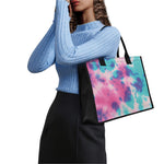 Pink And Teal Tie Dye Print Canvas Tote Bag