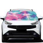 Pink And Teal Tie Dye Print Car Windshield Snow Cover