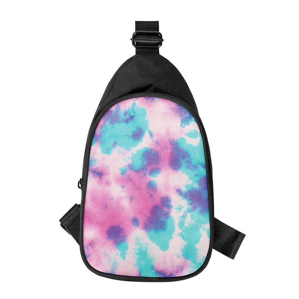 Pink And Teal Tie Dye Print Chest Bag
