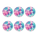 Pink And Teal Tie Dye Print Coaster Set