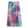 Pink And Teal Tie Dye Print Cotton Front Slit Maxi Skirt