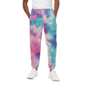 Pink And Teal Tie Dye Print Cotton Sweatpants