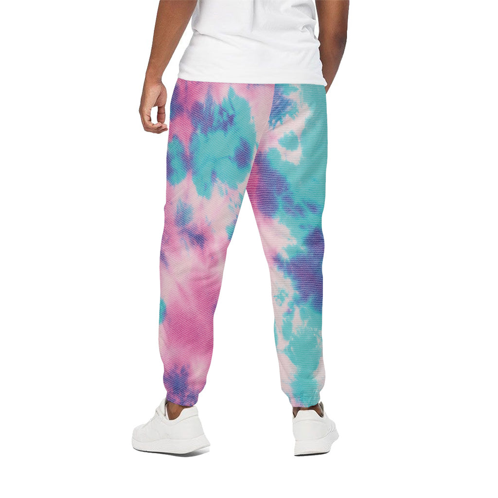Pink And Teal Tie Dye Print Cotton Pants