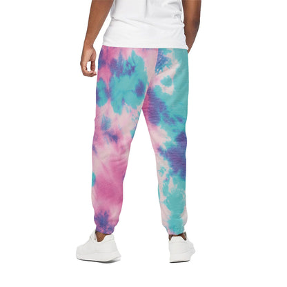 Pink And Teal Tie Dye Print Cotton Pants