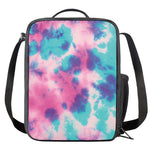 Pink And Teal Tie Dye Print Crossbody Lunch Bag