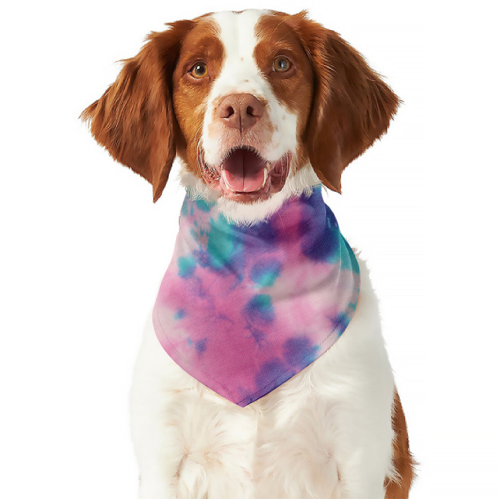 Pink And Teal Tie Dye Print Dog Bandana