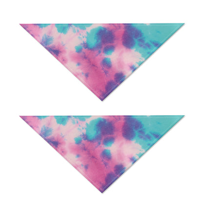 Pink And Teal Tie Dye Print Dog Bandana