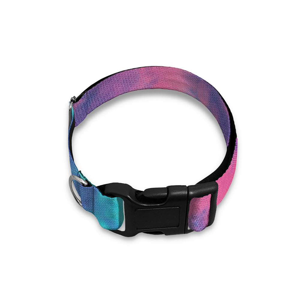 Pink And Teal Tie Dye Print Dog Collar