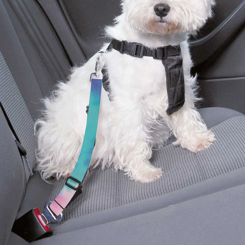 Pink And Teal Tie Dye Print Dog Seat Belt