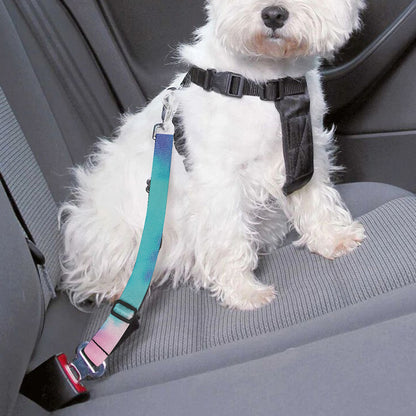 Pink And Teal Tie Dye Print Dog Seat Belt