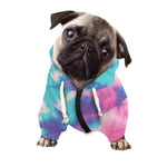 Pink And Teal Tie Dye Print Dog Zip Up Hoodie