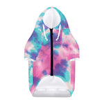Pink And Teal Tie Dye Print Dog Zip Up Hoodie