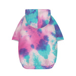 Pink And Teal Tie Dye Print Dog Zip Up Hoodie