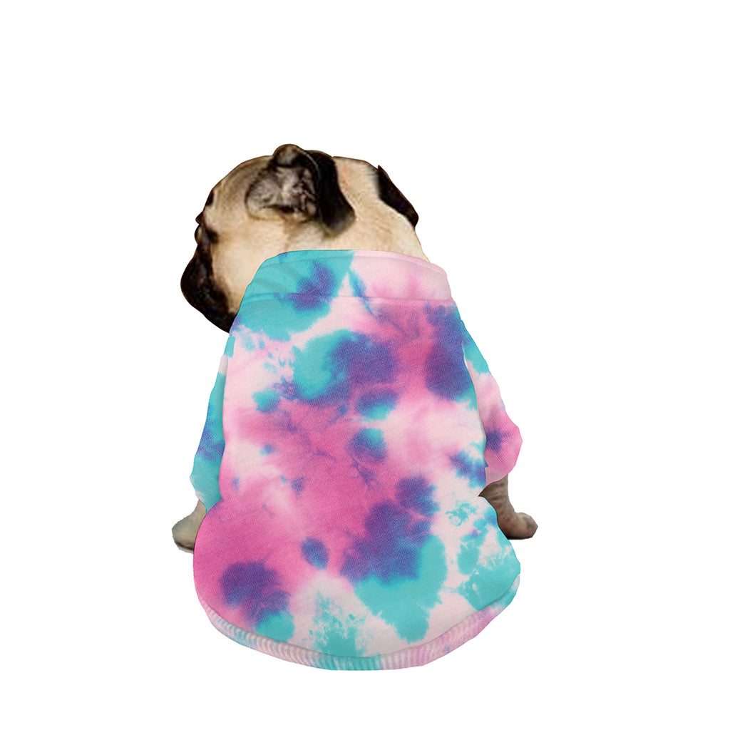 Pink And Teal Tie Dye Print Dog Zip Up Jacket