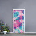 Pink And Teal Tie Dye Print Door Sticker