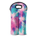 Pink And Teal Tie Dye Print Double Neoprene Wine Tote