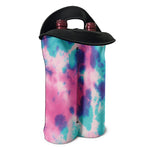 Pink And Teal Tie Dye Print Double Neoprene Wine Tote