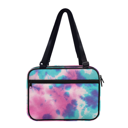 Pink And Teal Tie Dye Print Double Strap Bible Bag