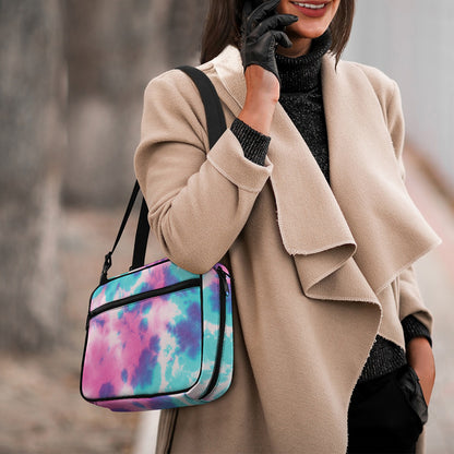 Pink And Teal Tie Dye Print Double Strap Bible Bag