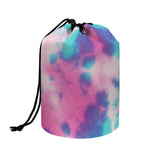 Pink And Teal Tie Dye Print Drawstring Makeup Bag