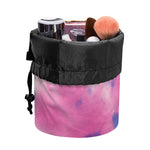 Pink And Teal Tie Dye Print Drawstring Makeup Bag
