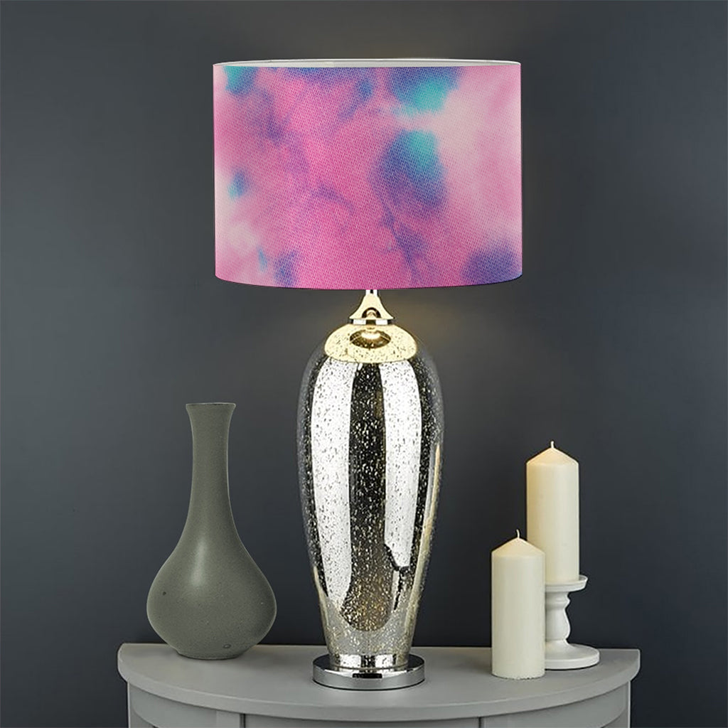 Pink And Teal Tie Dye Print Drum Lamp Shade