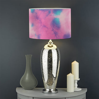 Pink And Teal Tie Dye Print Drum Lamp Shade