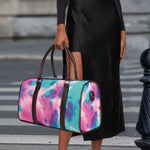 Pink And Teal Tie Dye Print Duffle Bag