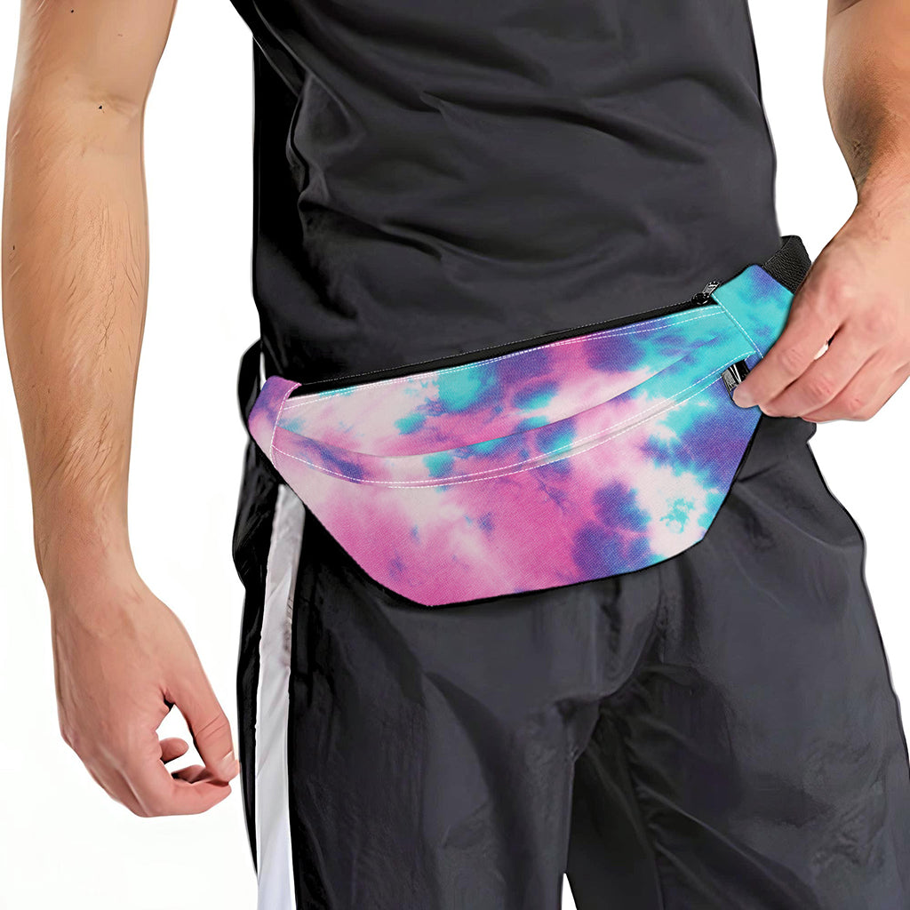 Pink And Teal Tie Dye Print Fanny Pack