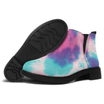 Pink And Teal Tie Dye Print Flat Ankle Boots