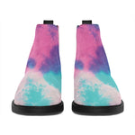 Pink And Teal Tie Dye Print Flat Ankle Boots